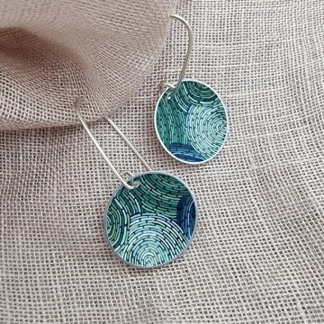 Earrings | Koorie Tales | Colour Season | Domed Earrings | Green | 22mm Long hook